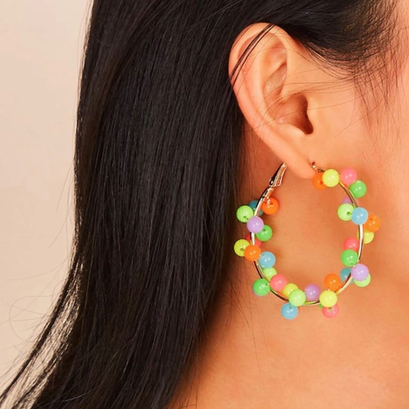 amourOC Jewelry - Beaded Multicolor Hoop Earrings